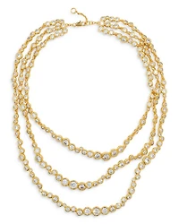 Asterales Cubic Zirconia All Around Layered Collar Necklace in 14K Gold Plated, 16"-17"