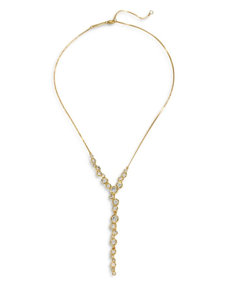 Asterales Cubic Zirconia Lariat Necklace in 14K Gold Plated, 16"-18"