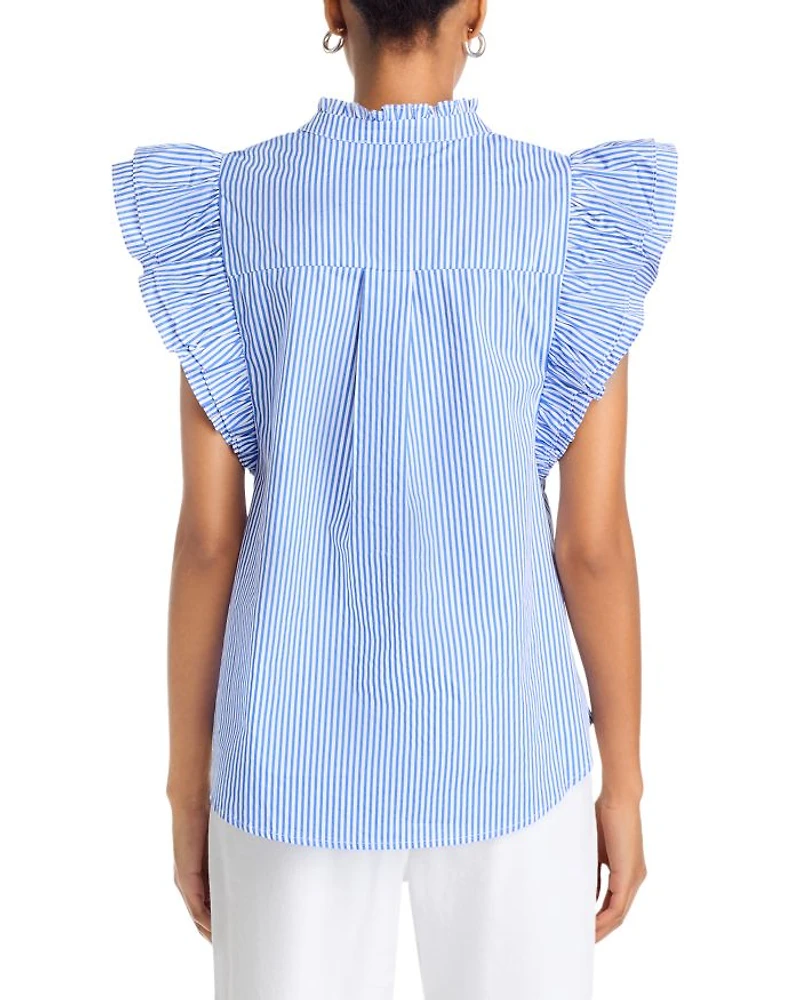 Stripe Poplin Ruffle Top - Exclusive