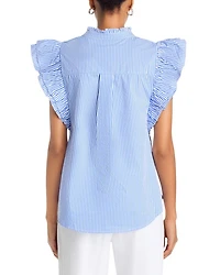 Stripe Poplin Ruffle Top - Exclusive