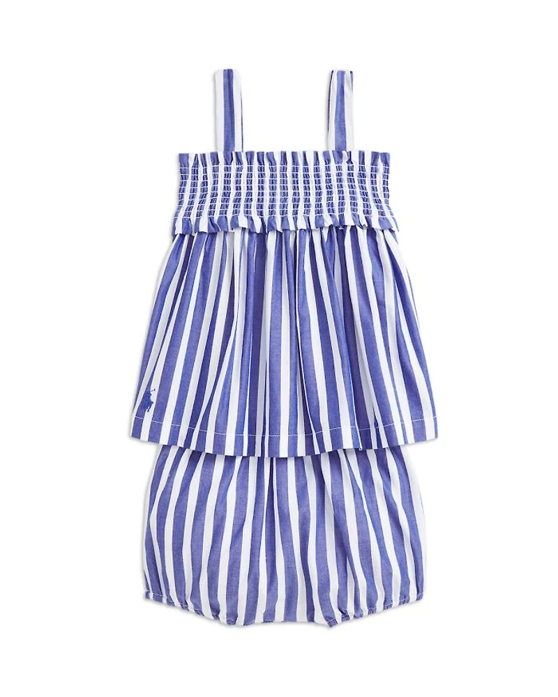 Girls' Striped Cotton Poplin Top & Bloomer Set - Baby