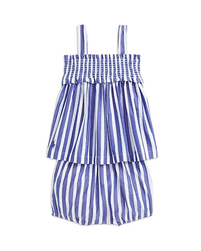 Girls' Striped Cotton Poplin Top & Bloomer Set - Baby