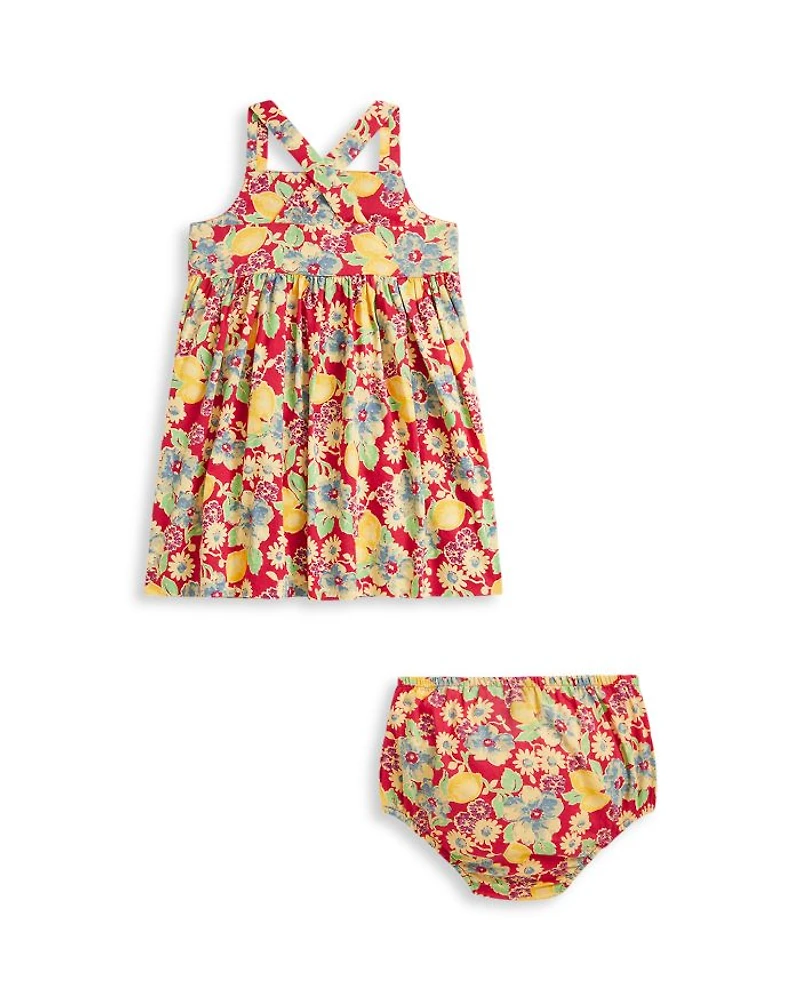 Girls' Lemon Floral Slub Cotton Dress & Bloomer - Baby
