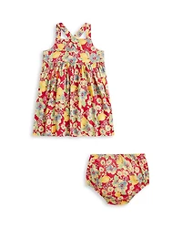Girls' Lemon Floral Slub Cotton Dress & Bloomer - Baby