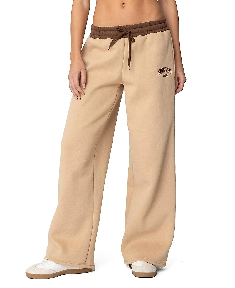 Edikted Contrast Embroidered Sweatpants