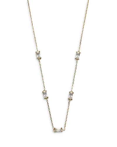 18K Gold Plated Cubic Zirconia Baguette Chain Necklace, 16"
