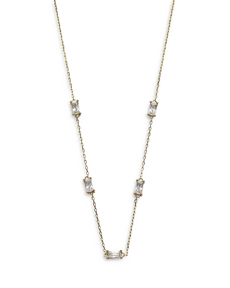 Argento Vivo 18K Gold Plated Cubic Zirconia Baguette Chain Necklace, 16