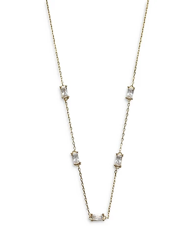 Argento Vivo 18K Gold Plated Cubic Zirconia Baguette Chain Necklace, 16