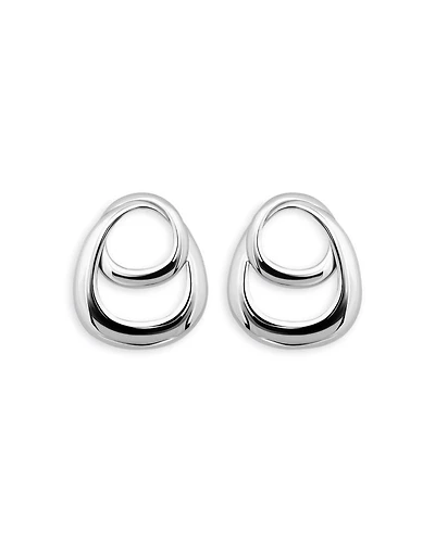 Double Interlocking Front Facing Hoop Earrings in Sterling Silver - Exclusive