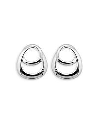 Double Interlocking Front Facing Hoop Earrings in Sterling Silver - Exclusive
