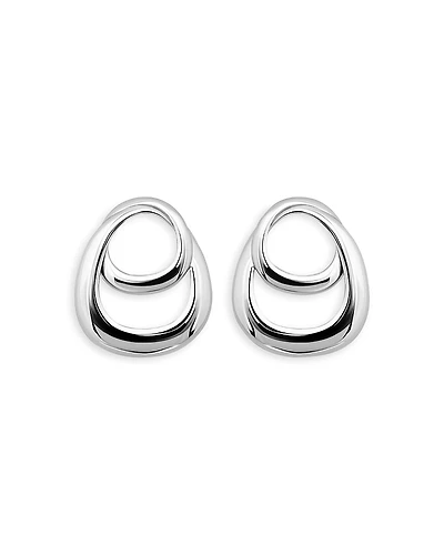 Aqua Double Interlocking Front Facing Hoop Earrings