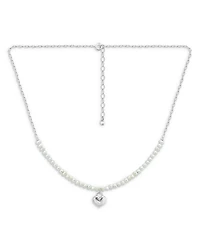 Heart & Cultured Freshwater Pearl Pendant Necklace in Sterling Silver, 16"-18"