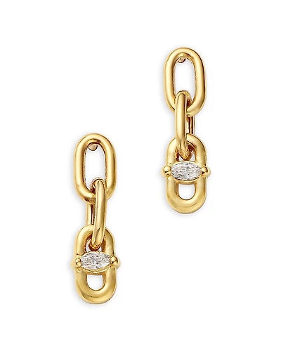Zoe Chicco 14K Yellow Gold Diamond Oval Link Chain Drop Earrings, 0.06 tcw