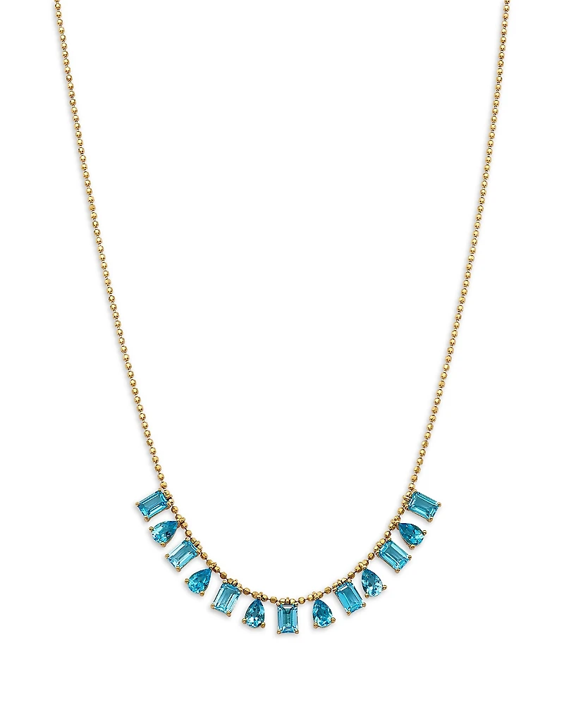 Bloomingdale's Fine Collection Swiss Blue Topaz Mixed Cut Statement Necklace