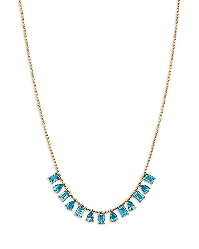 Bloomingdale's Fine Collection Swiss Blue Topaz Mixed Cut Statement Necklace
