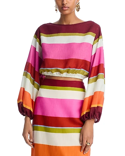 Cala de la Cruz Lori Linen Cropped Top - Exclusive