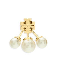 Kira Imitation Pearl Front To Back Earrings in Gold Tone