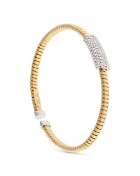 18K Yellow Gold Via Mercanti Tubogas Diamond Cylinder Bangle Bracelet