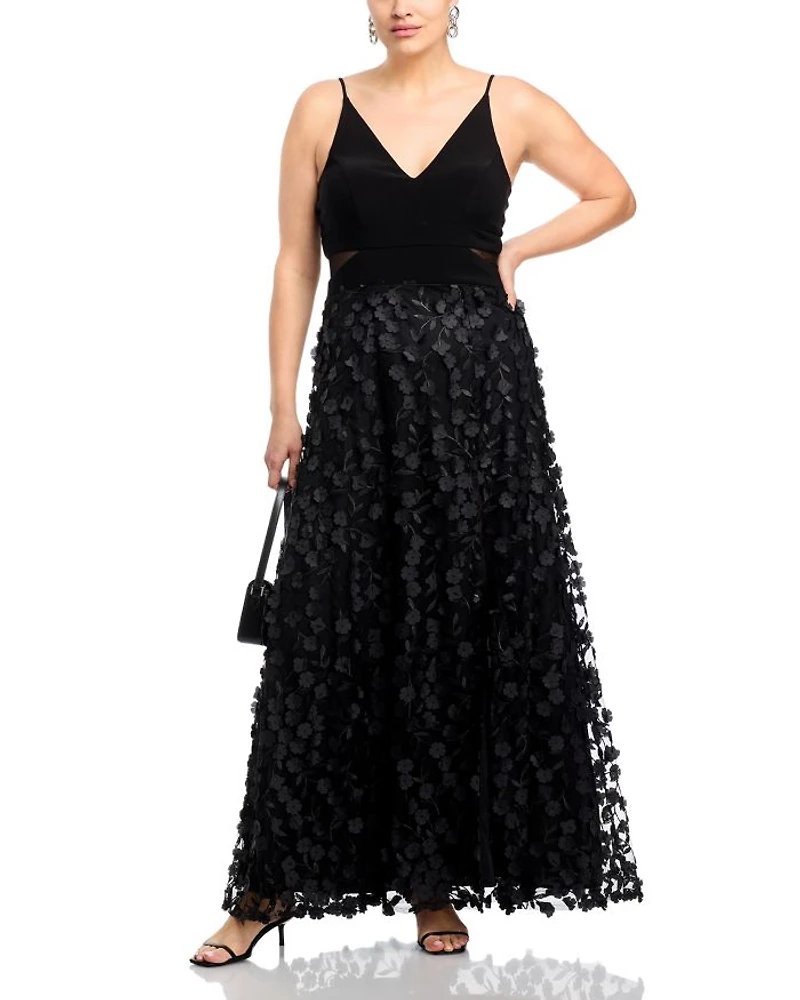 Floral Applique Gown - Exclusive