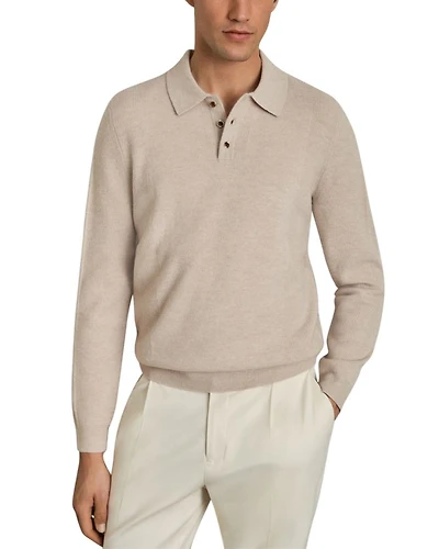 Kingsley Regular Fit Textured Long Sleeve Wool Polo