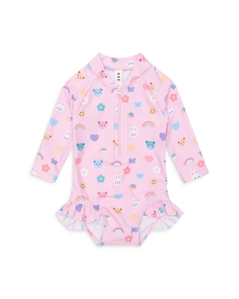 Girls' Hux Emoji Zip Swimsuit - Baby