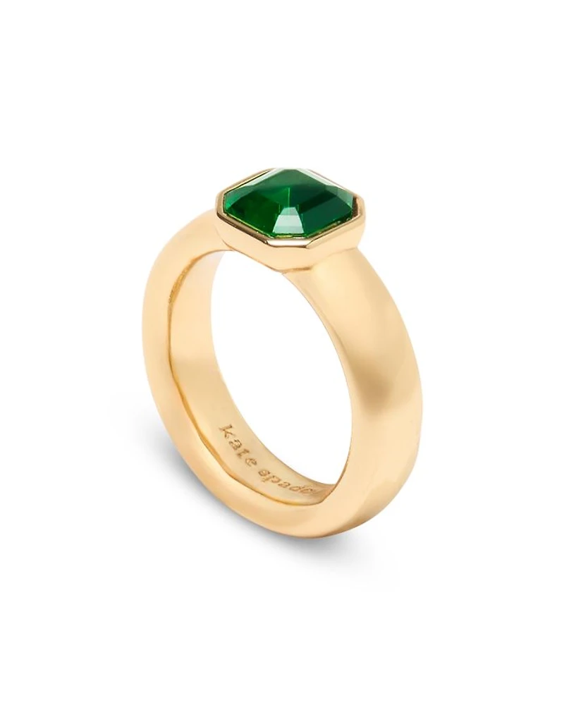 Keep Sparkling Green Cubic Zirconia Ring in Gold Tone