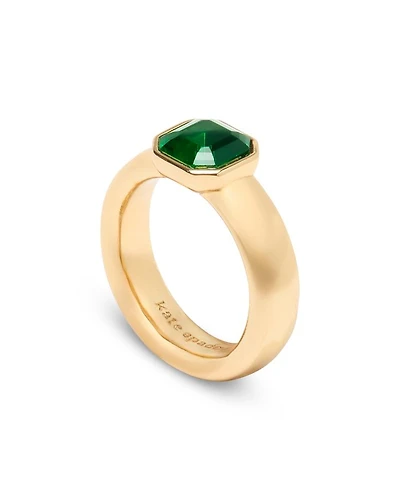 Keep Sparkling Green Cubic Zirconia Ring in Gold Tone