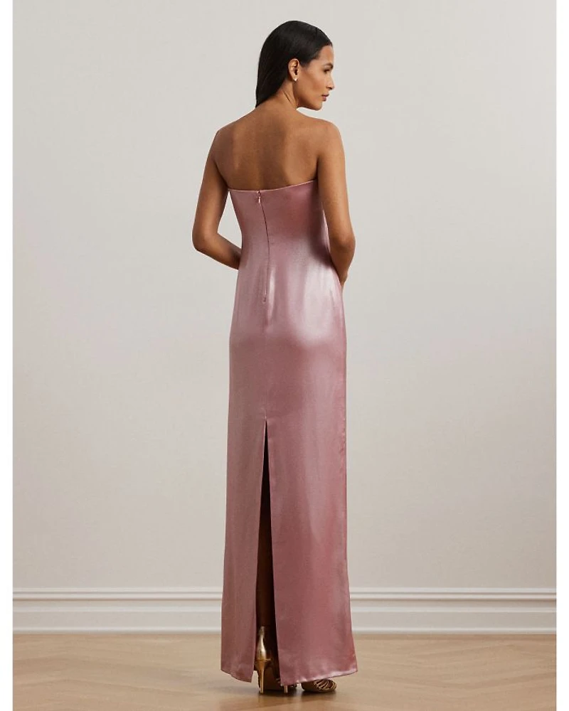 Foiled Charmeuse Strapless Gown