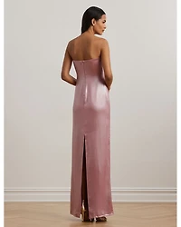 Foiled Charmeuse Strapless Gown