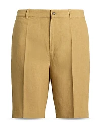 Long Pleated Linen Shorts