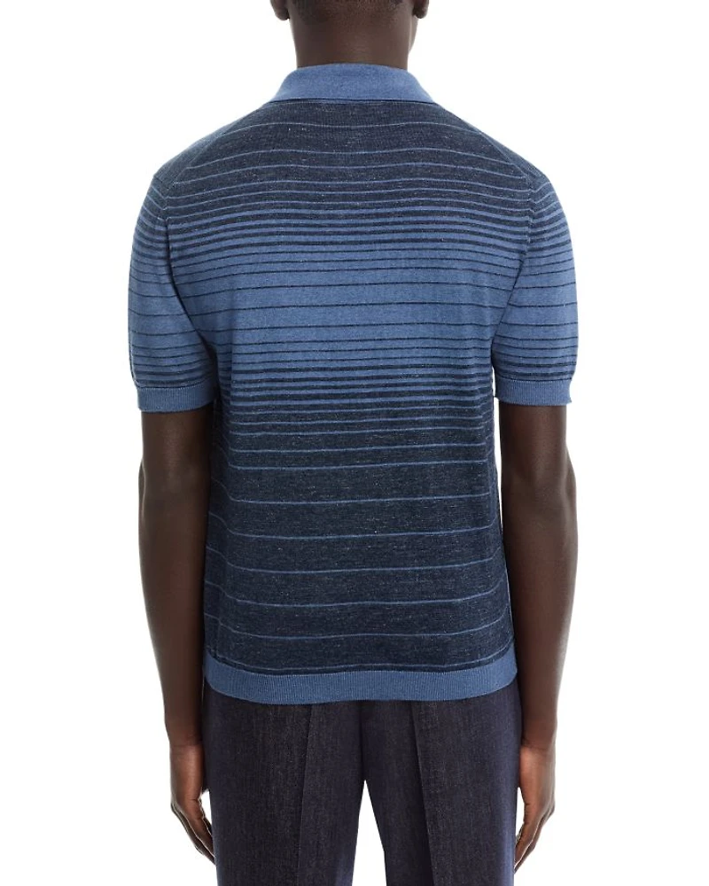 Striped Johnny Collar Knit Polo