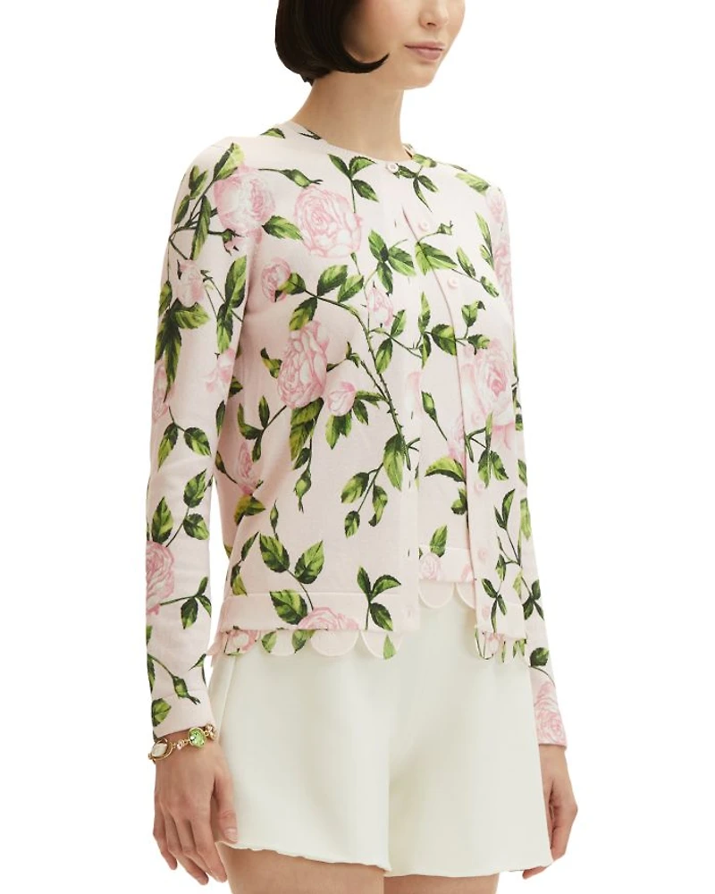 English Rose Print Cardigan