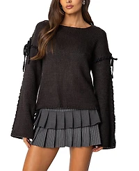 Edikted Amelia Lace Up Sleeve Sweater