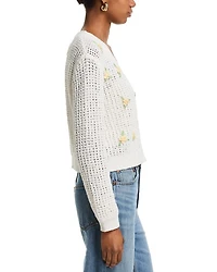 Open Stitch Crochet Rosette Cardigan Sweater - Exclusive