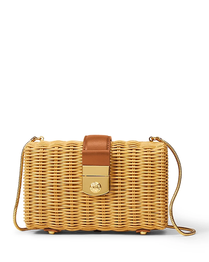 Veronica Beard Lock Box Wicker Clutch Bag