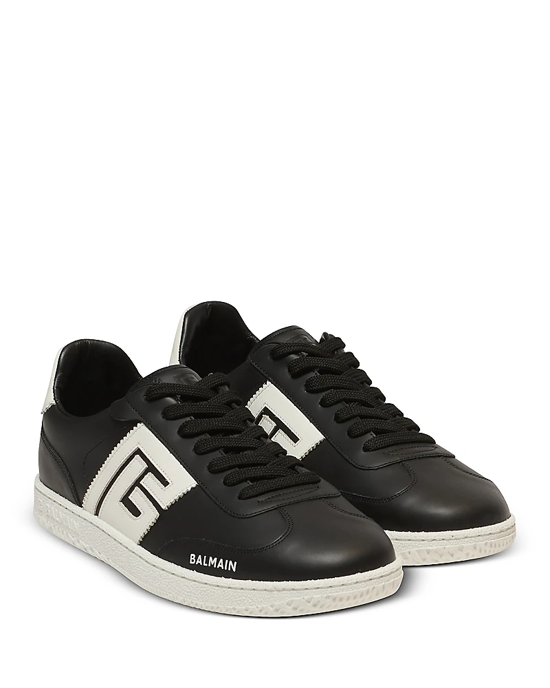 Balmain Men's Swan Low Top Calfskin Sneakers