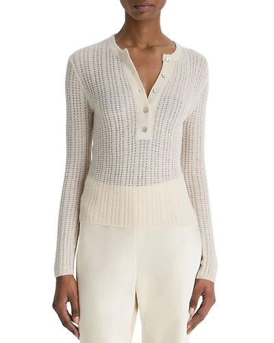 Waffle Knit Henley Sweater