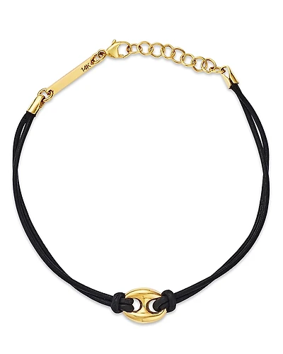 Zoe Chicco 14K Yellow Gold Heavy Metal Mariner Link Leather Bracelet