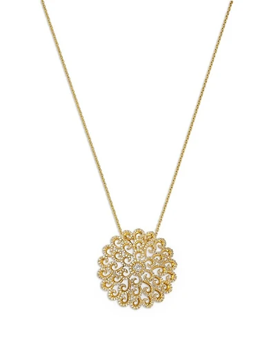 Diamond Filigree Medallion Pendant Necklace in 14K Yellow Gold, 1.0 tcw