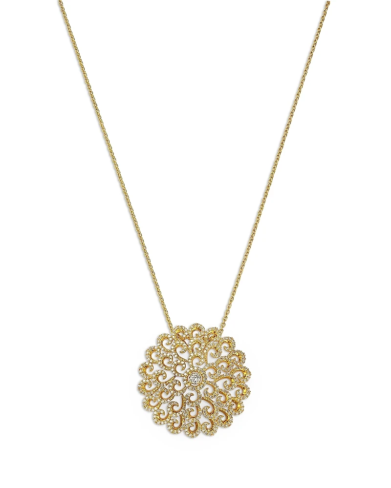 Bloomingdale's Fine Collection Diamond Filigree Medallion Pendant Necklace