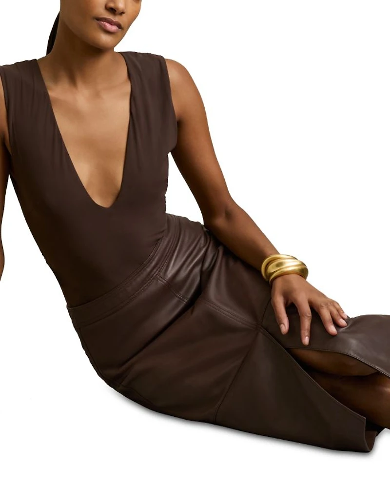 Miley Leather Midi Skirt