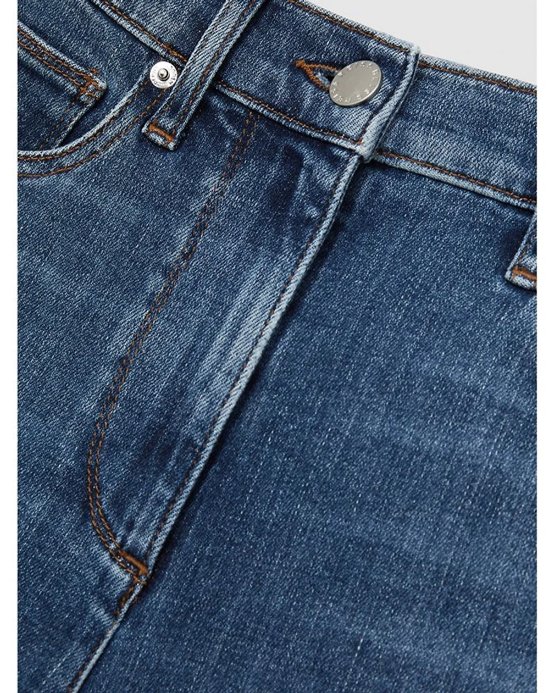 Heather High Rise Wide Leg Jeans Mid Blue