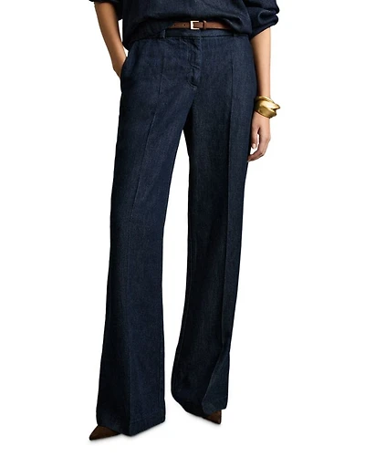 Petite Reed Denim Look Wide Leg Pants