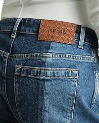 Birch Mid Rise Patch Straight Leg Jeans Blue