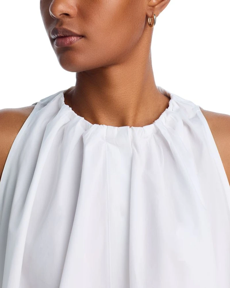 Gathered Cotton Poplin Tunic Top