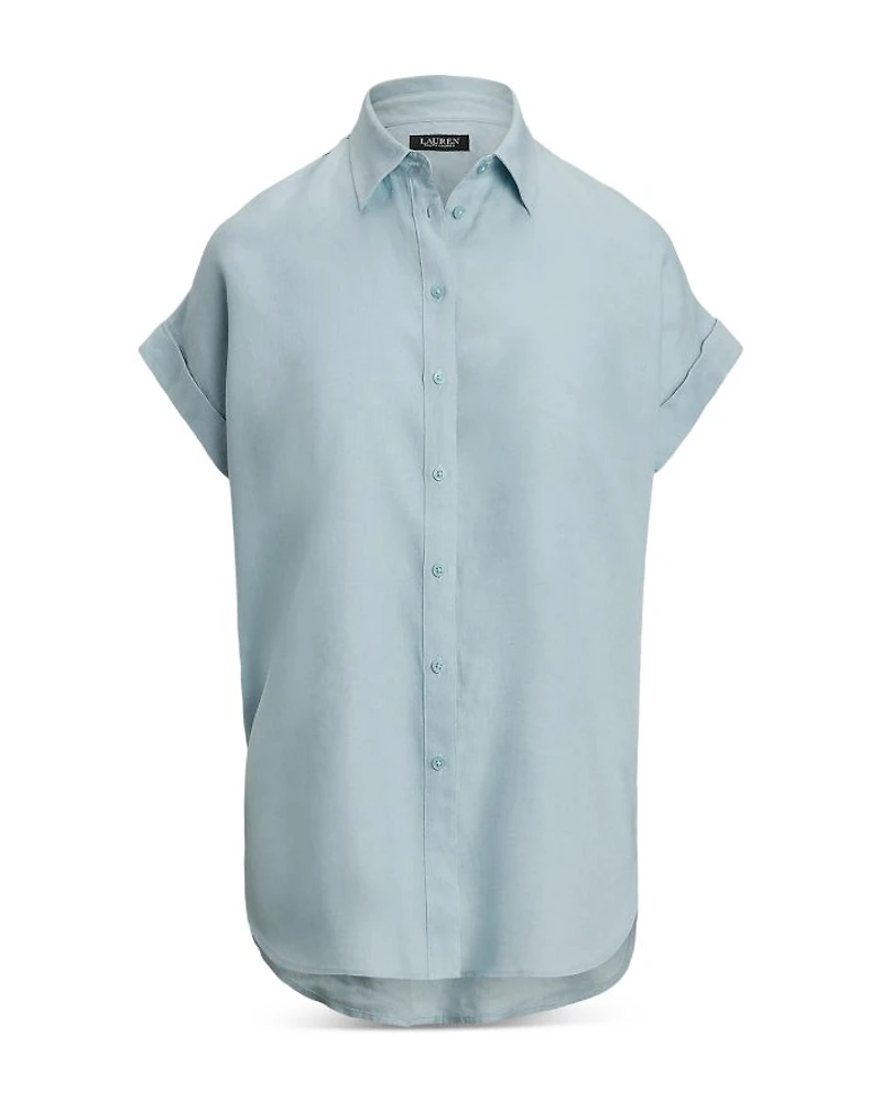 Linen Dolman Sleeve Button Down Shirt, Regular & Petite