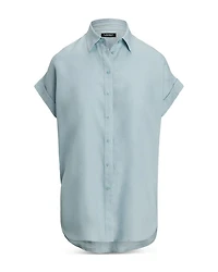 Linen Dolman Sleeve Button Down Shirt, Regular & Petite