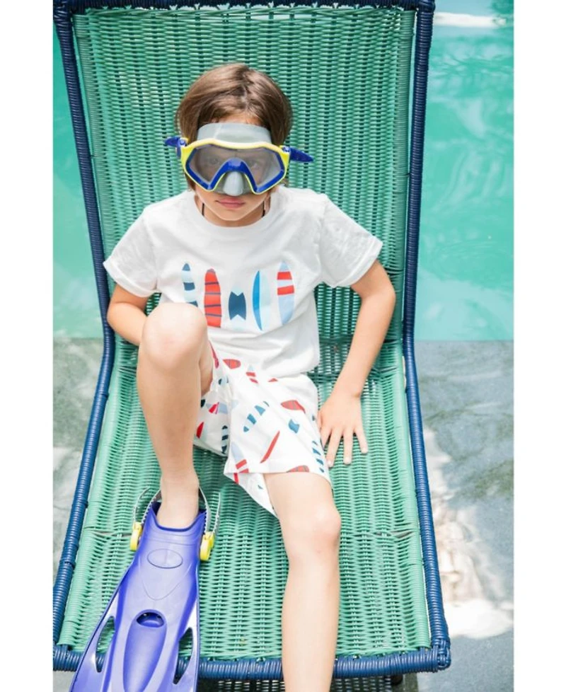 Boys' UPF 50+ Recycled Fishing Net Surfboards Swim Trunk - Little Kid, Big Kid