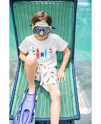 Boys' UPF 50+ Recycled Fishing Net Surfboards Swim Trunk - Little Kid, Big Kid