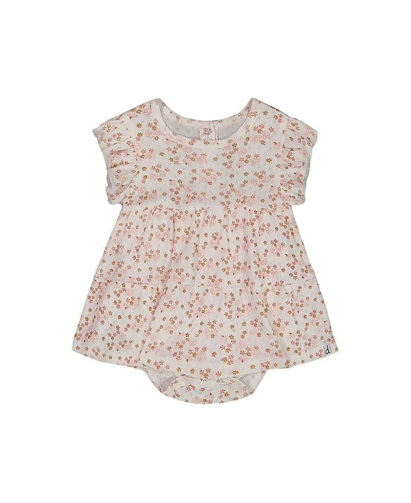Deux par Girls' Organic Cotton Pointelle Romper Printed - Baby